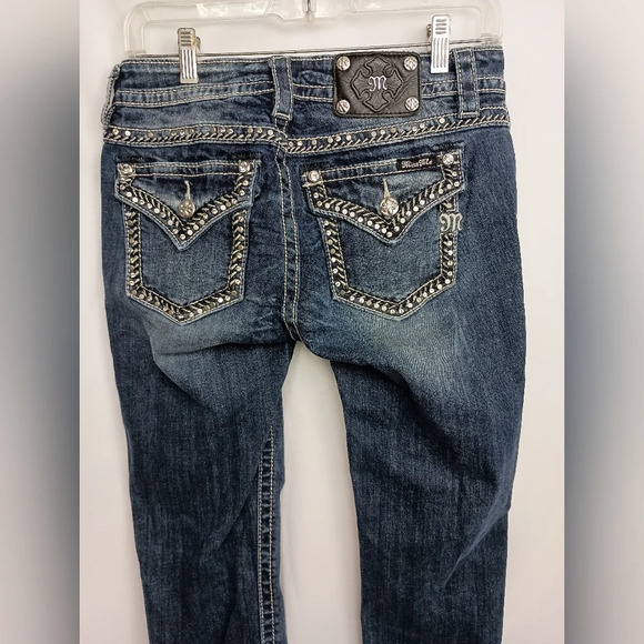 MISS ME Blue Midrise Skinny Jeans with Vintage Wash (#1,425) - Picture 6 of 9